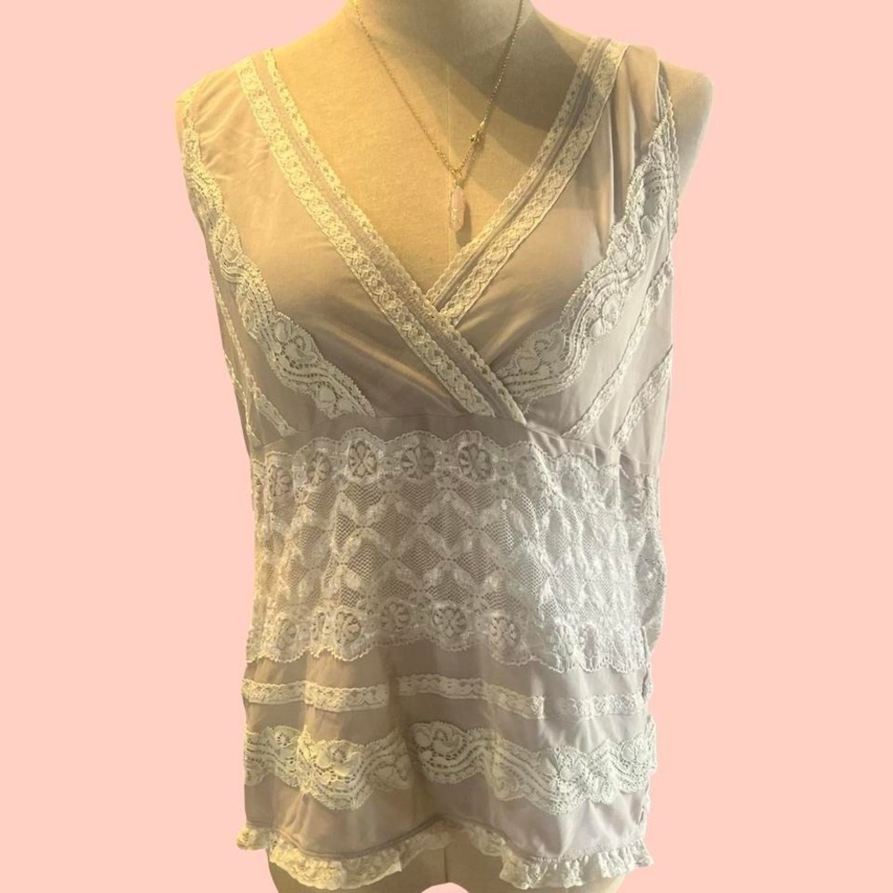 WD NY vintage early 2000s y2k boho festival sheer creme blouse size XL